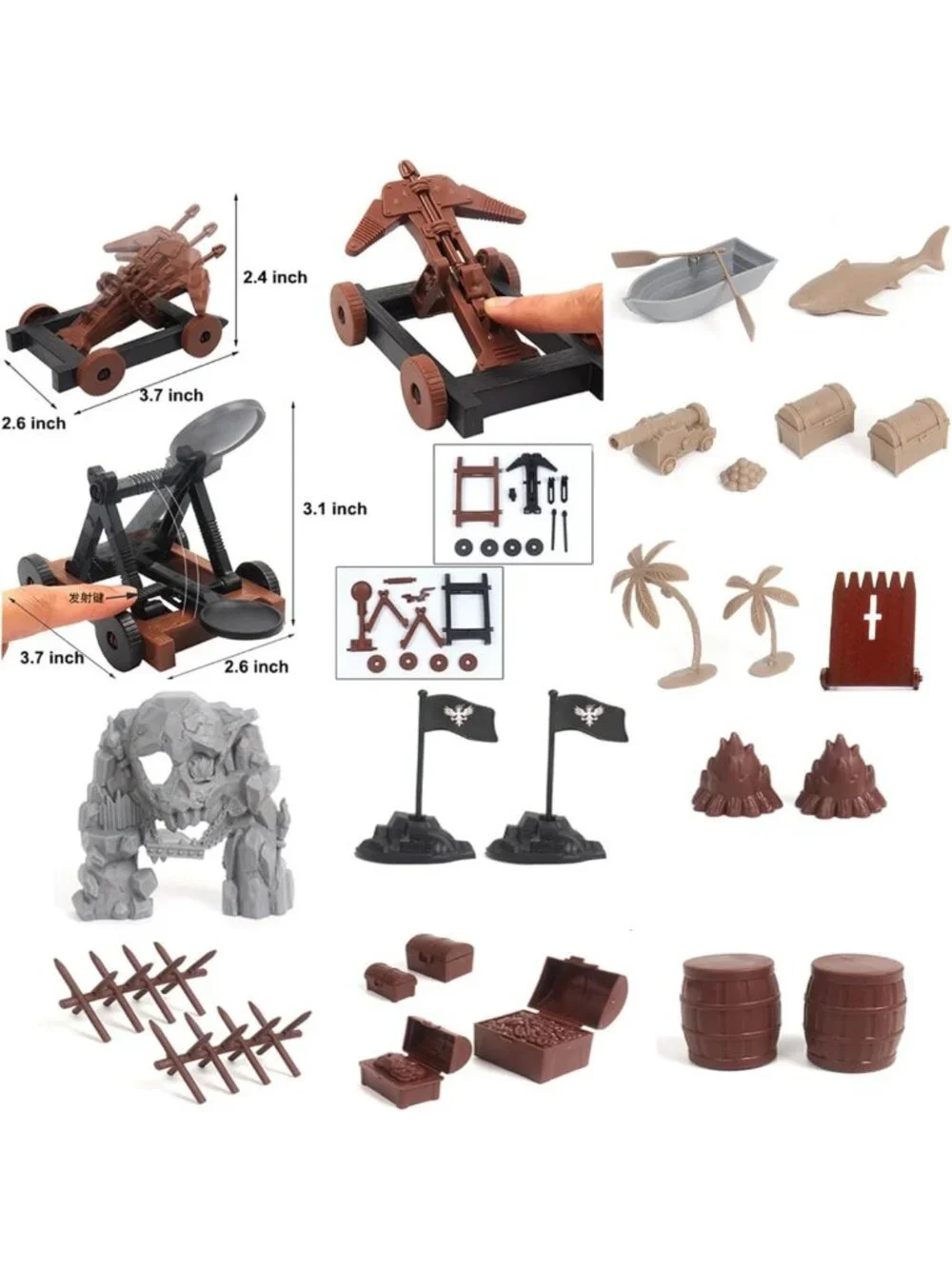 Medieval Castle Knight Toy Soldiers Set - 20 Pirates, 12 Soldiers, 8 Cavalry